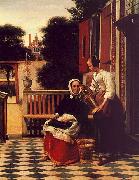 Woman and a Maid with a Pail in a Courtyard, Pieter de Hooch